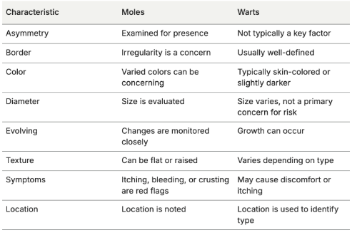 Examination of Moles and Warts