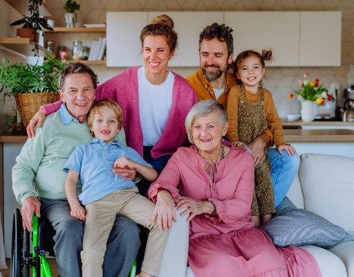 Healthy Vaccinated family posing for picture at home