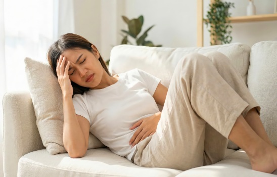 Woman-on-couch-with-chronic-migraine-headache